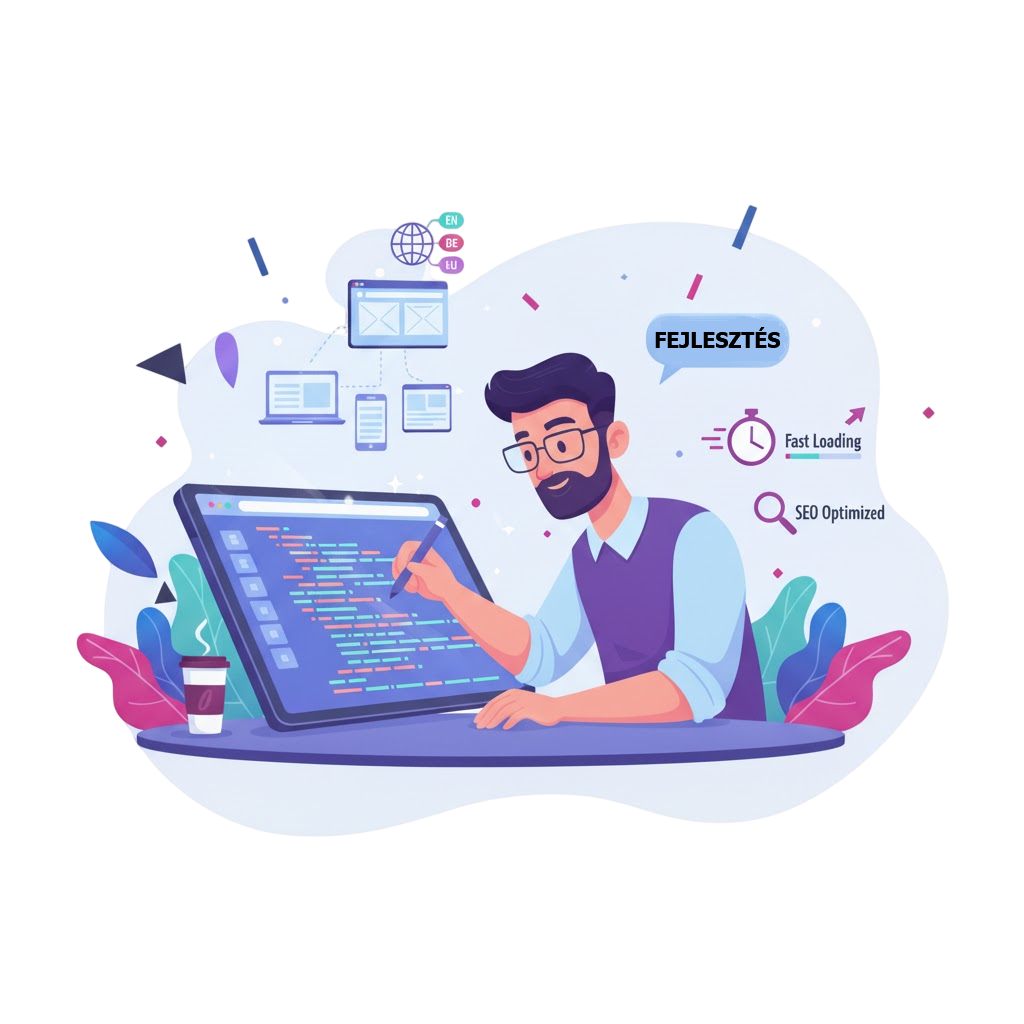 Megvalósítjuk a tervezőasztalon létrehozott designkoncepciót, hogy valósággá váljon a megálmodott webdizájn.